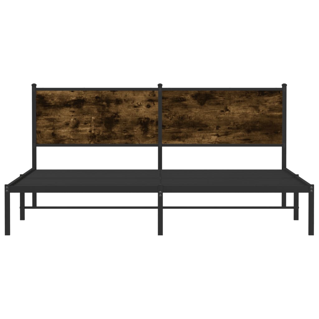 Metal Bed Frame without Mattress Smoked Oak 183x213 cm