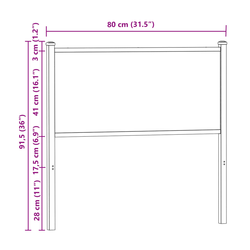 Replace Headboard Smoked Oak 75 cm Engineered Wood and Steel