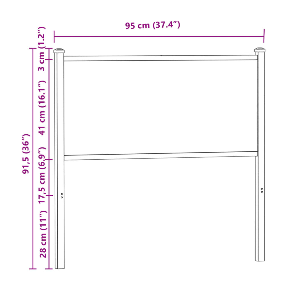 Replace Headboard Smoked Oak 90 cm Engineered Wood and Steel