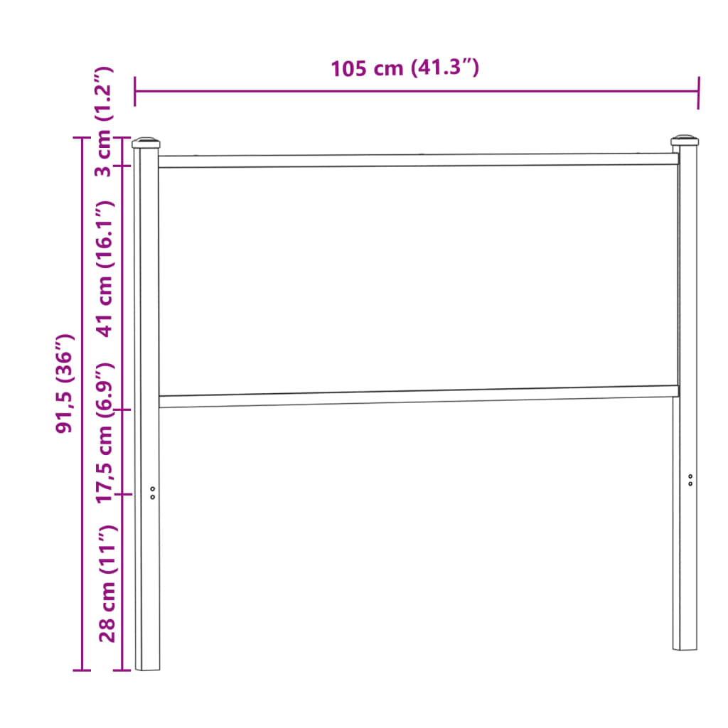 Replace Headboard Smoked Oak 100 cm Engineered Wood and Steel