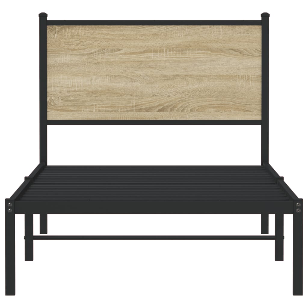 Metal Bed Frame without Mattress Sonoma Oak 75x190 cm Small Single
