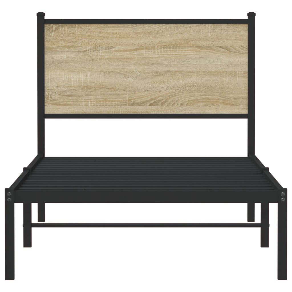 Metal Bed Frame without Mattress Sonoma Oak 90x190 cm Single