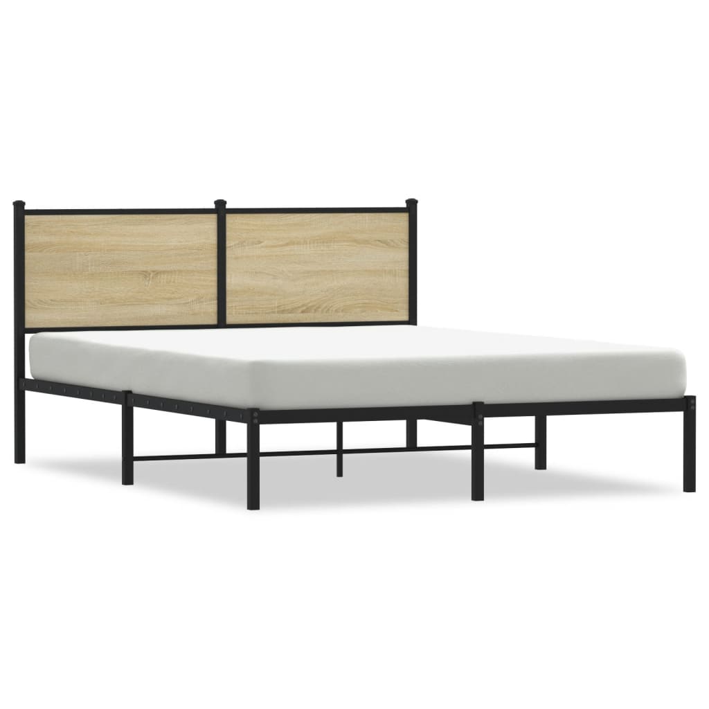 Metal Bed Frame without Mattress Sonoma Oak 140x200 cm