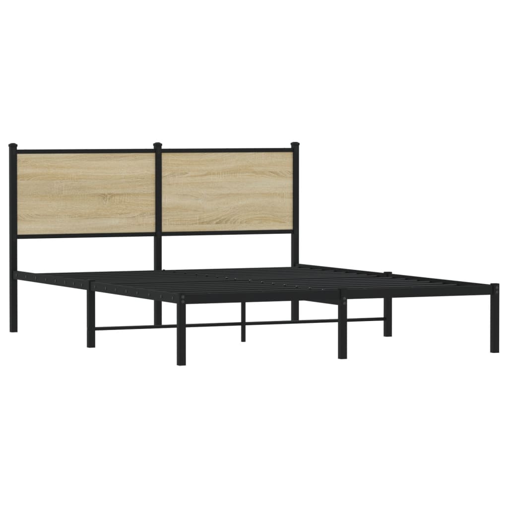 Metal Bed Frame without Mattress Sonoma Oak 140x200 cm