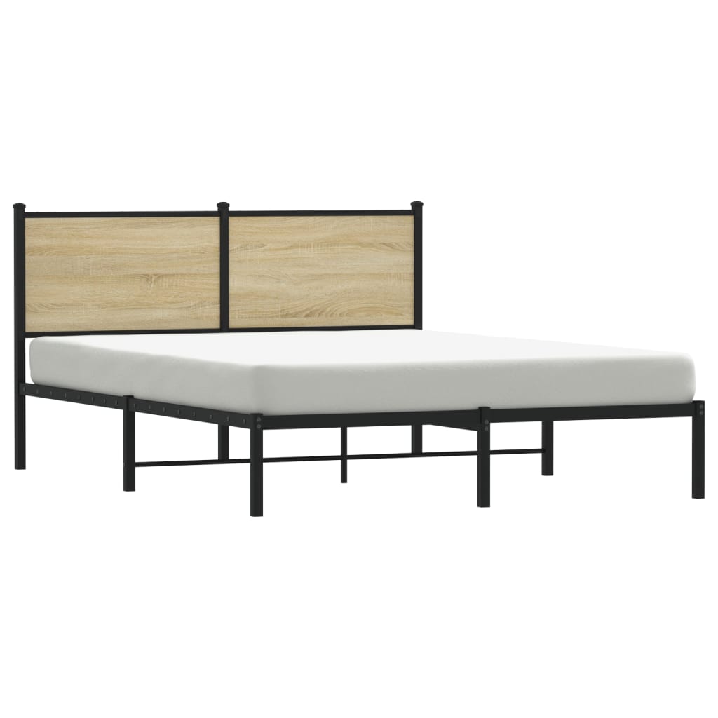 Metal Bed Frame without Mattress Sonoma Oak 140x200 cm