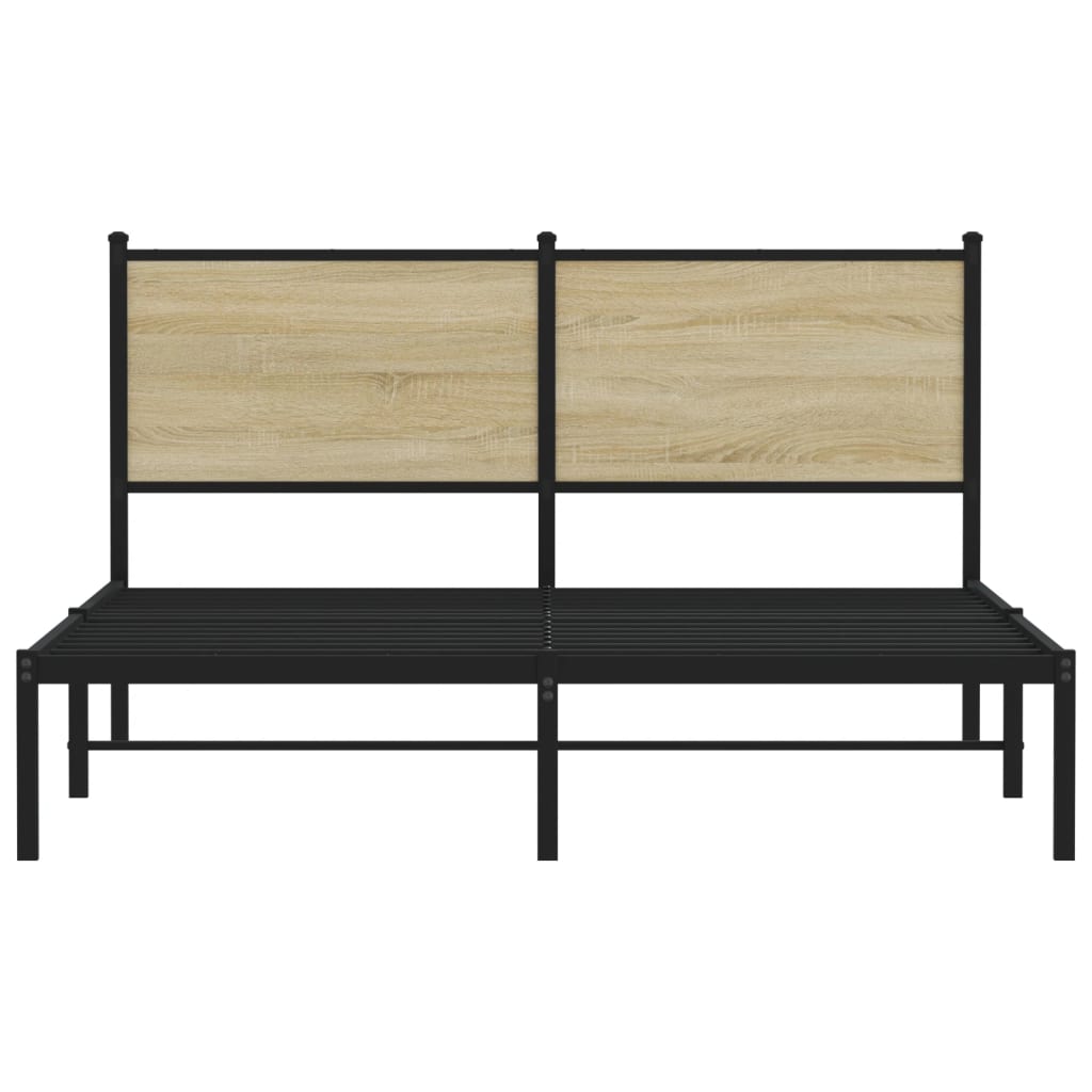 Metal Bed Frame without Mattress Sonoma Oak 140x200 cm