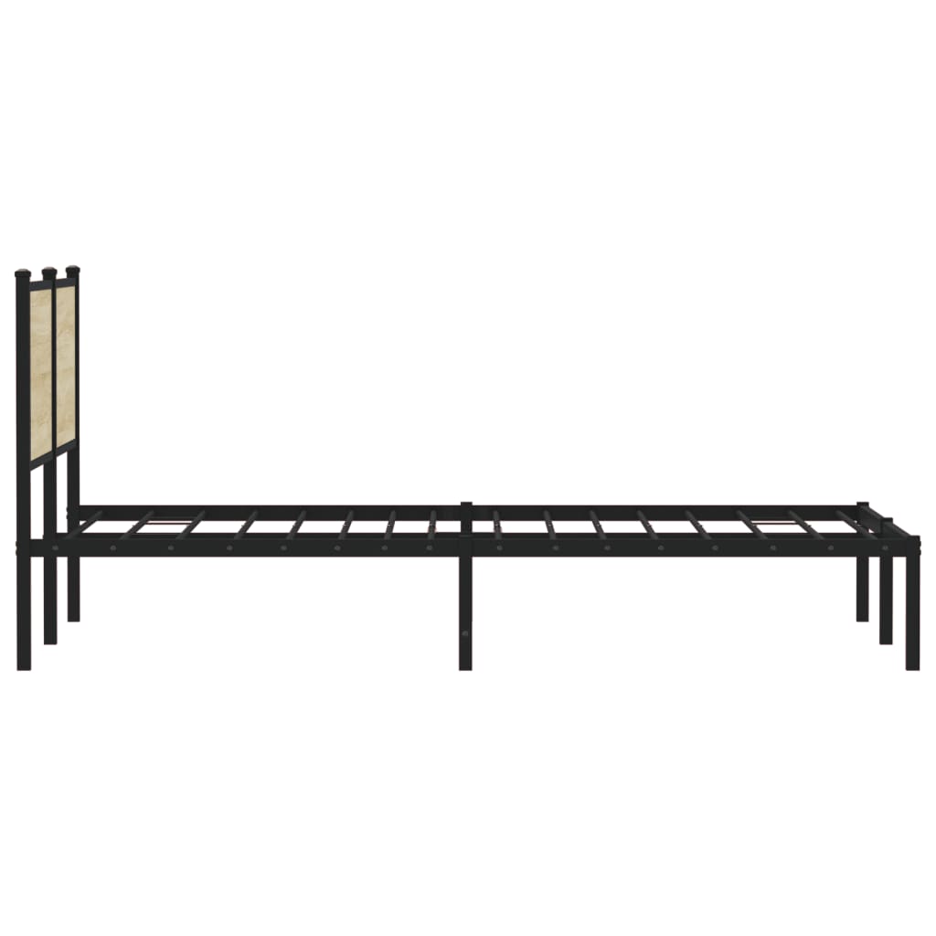 Metal Bed Frame without Mattress Sonoma Oak 140x200 cm