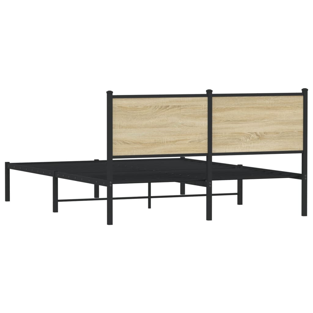 Metal Bed Frame without Mattress Sonoma Oak 140x200 cm