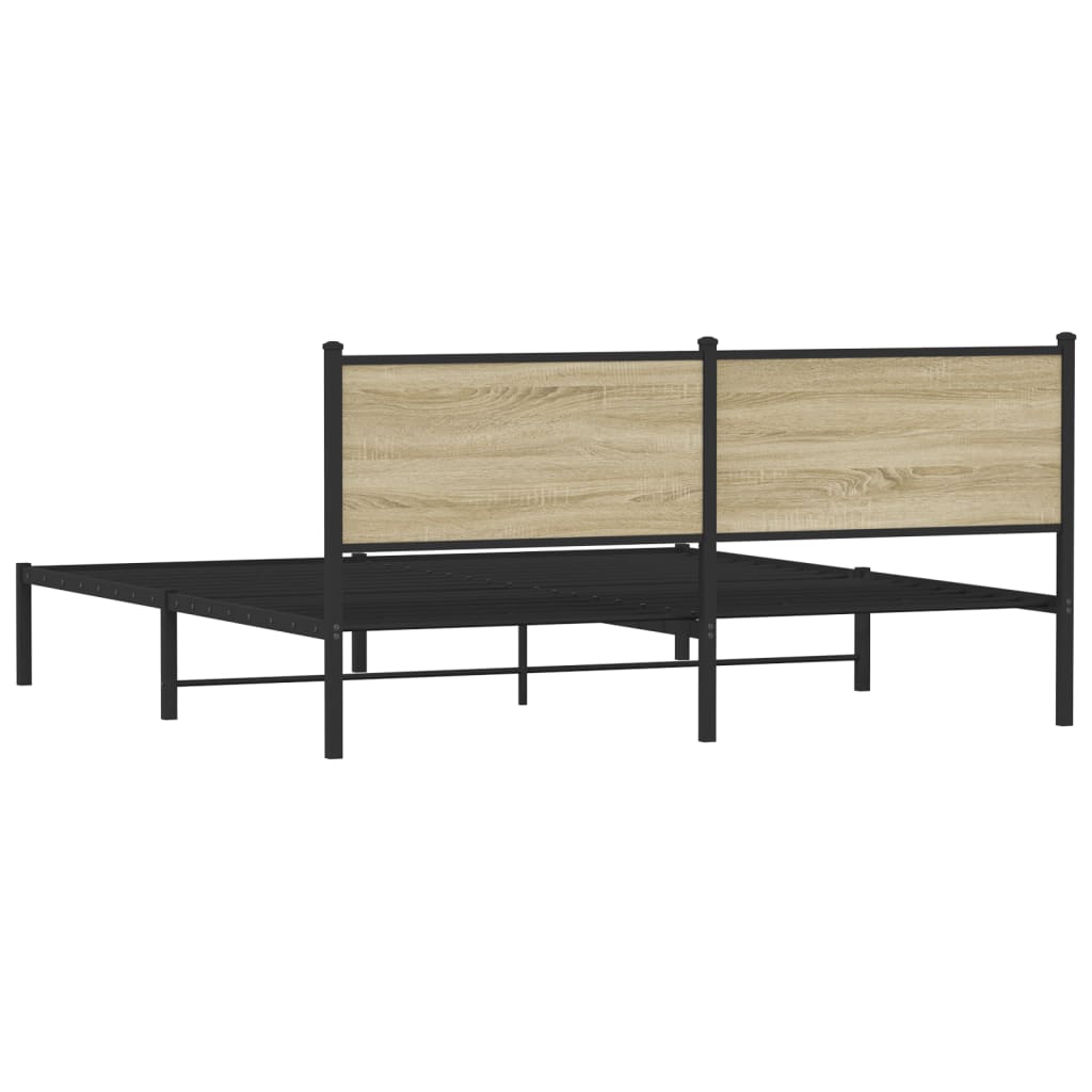 Metal Bed Frame without Mattress Sonoma Oak 183x213 cm