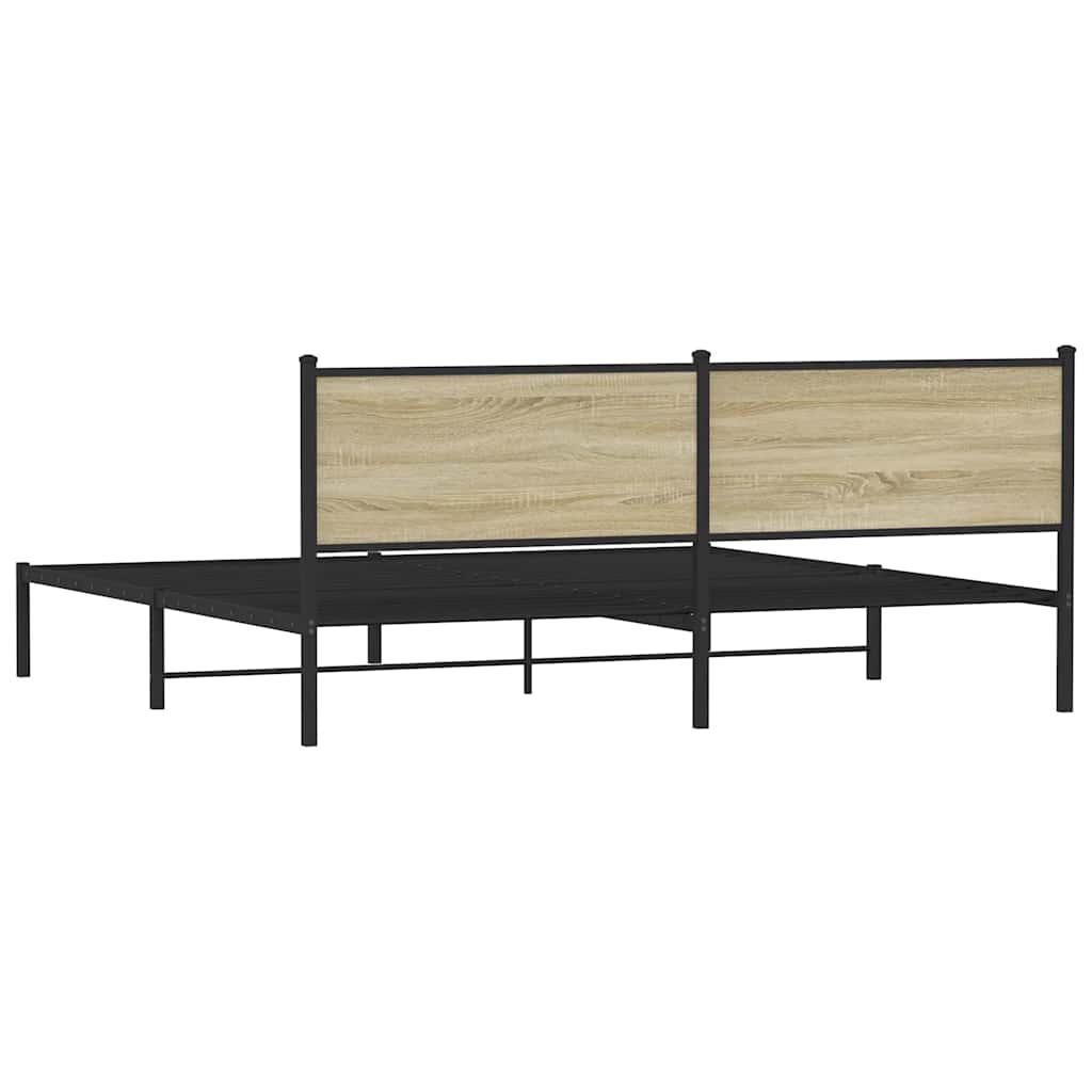 Metal Bed Frame without Mattress Sonoma Oak 193x203 cm