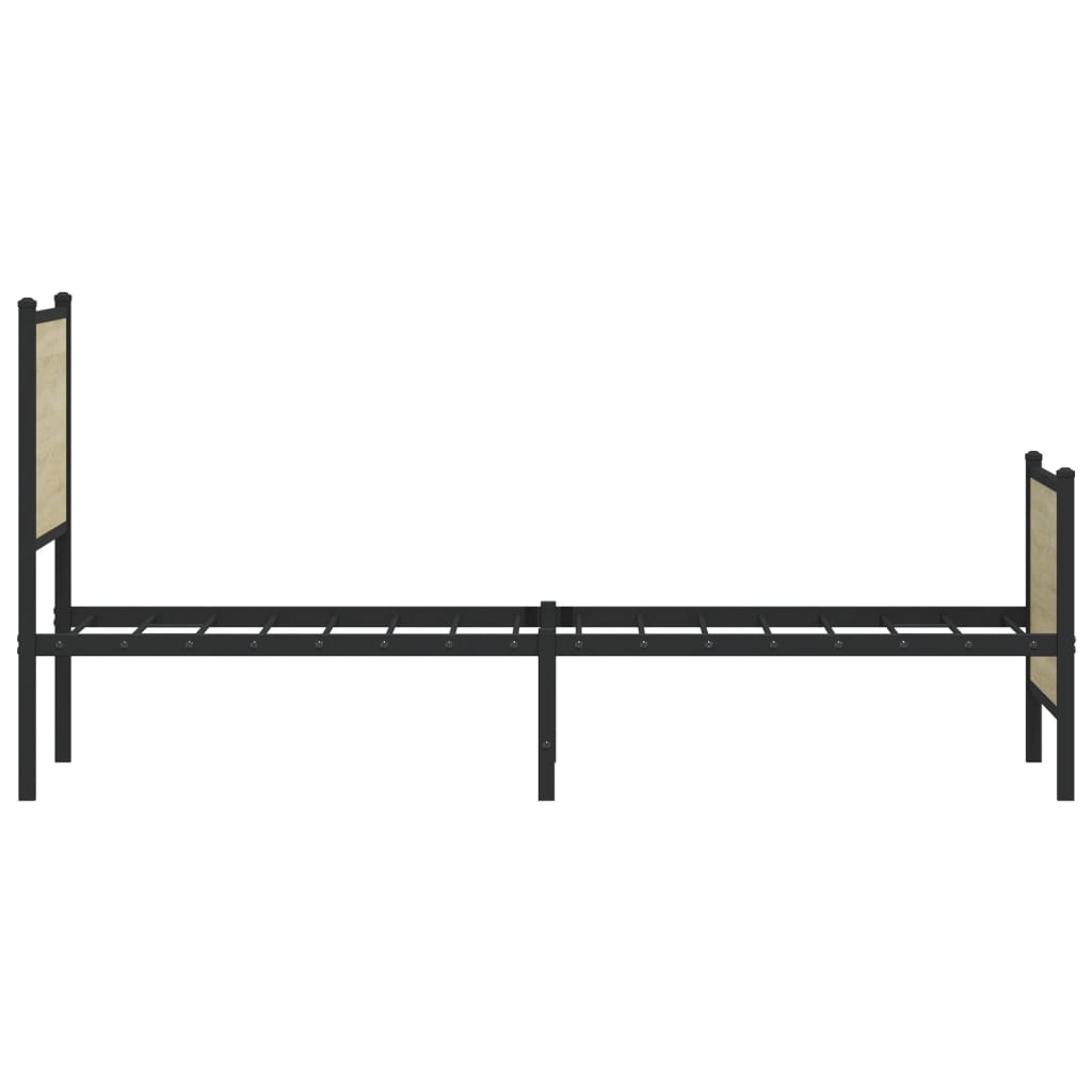 Metal Bed Frame without Mattress Sonoma Oak 100x200 cm
