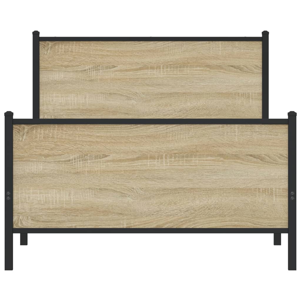 Metal Bed Frame without Mattress Sonoma Oak 107x203 cm