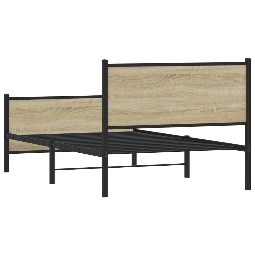 Metal Bed Frame without Mattress Sonoma Oak 107x203 cm