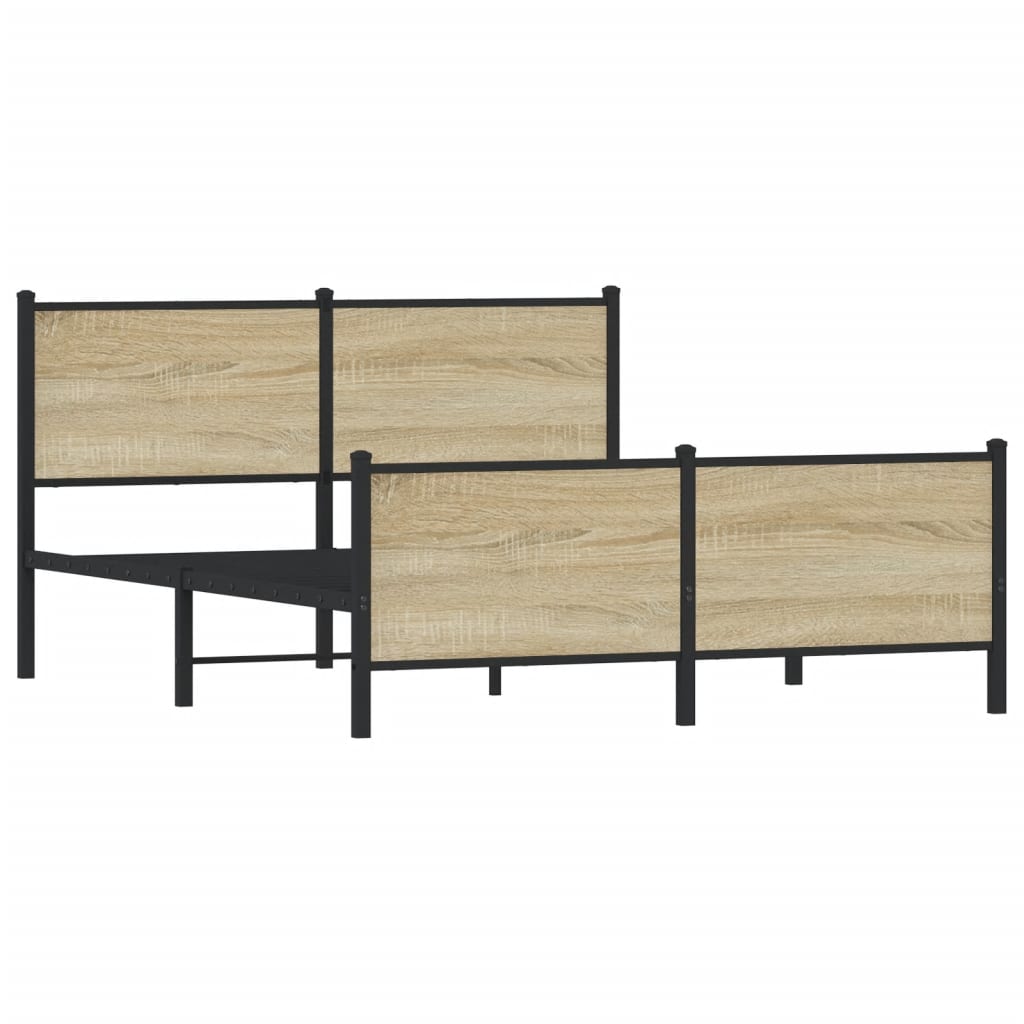 Metal Bed Frame without Mattress Sonoma Oak 137x190 cm