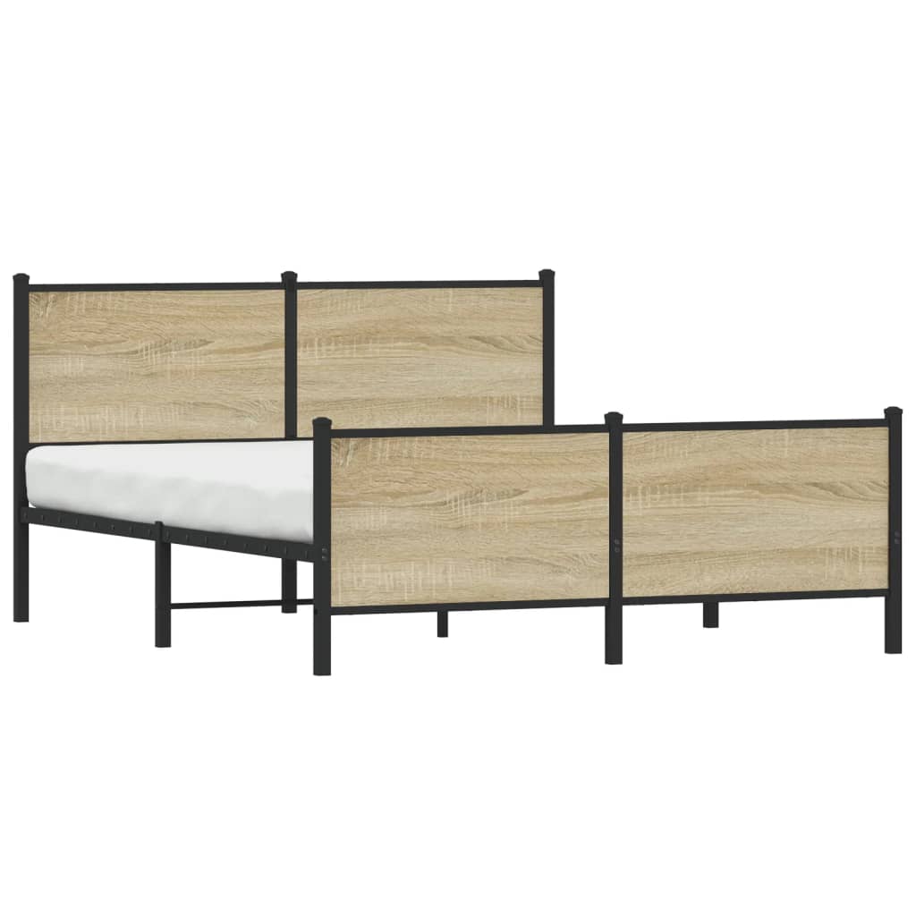 Metal Bed Frame without Mattress Sonoma Oak 137x190 cm