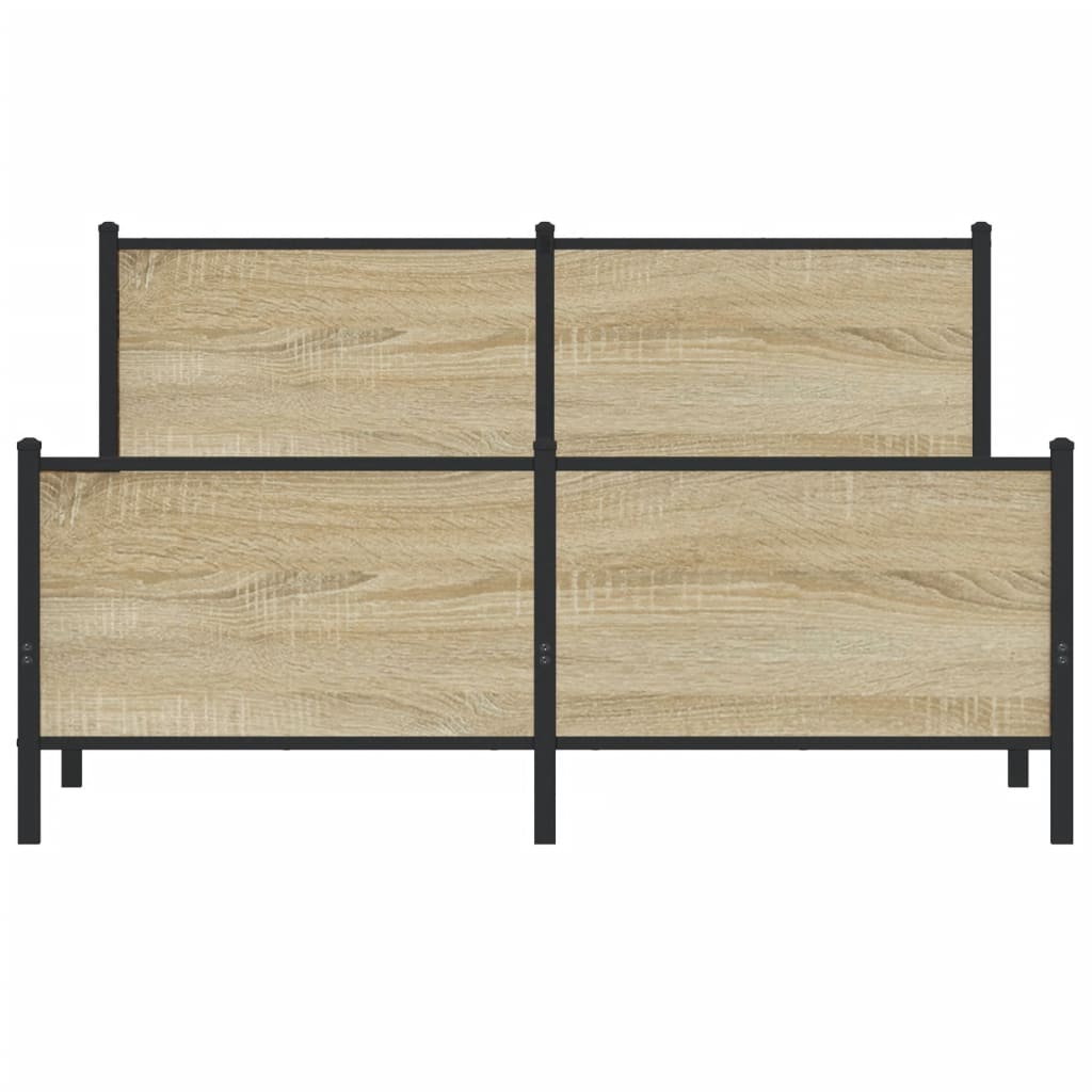 Metal Bed Frame without Mattress Sonoma Oak 137x190 cm