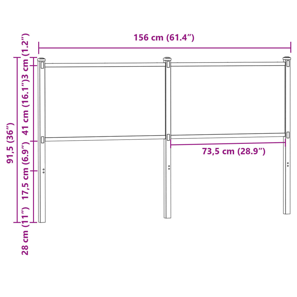 vidaXL Headboard Sonoma 150 cm Engineered Wood and Steel