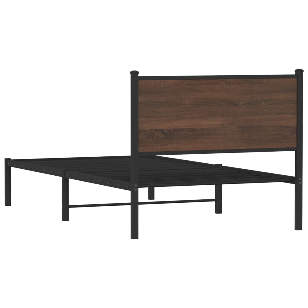 Metal Bed Frame without Mattress Brown Oak 100x200 cm