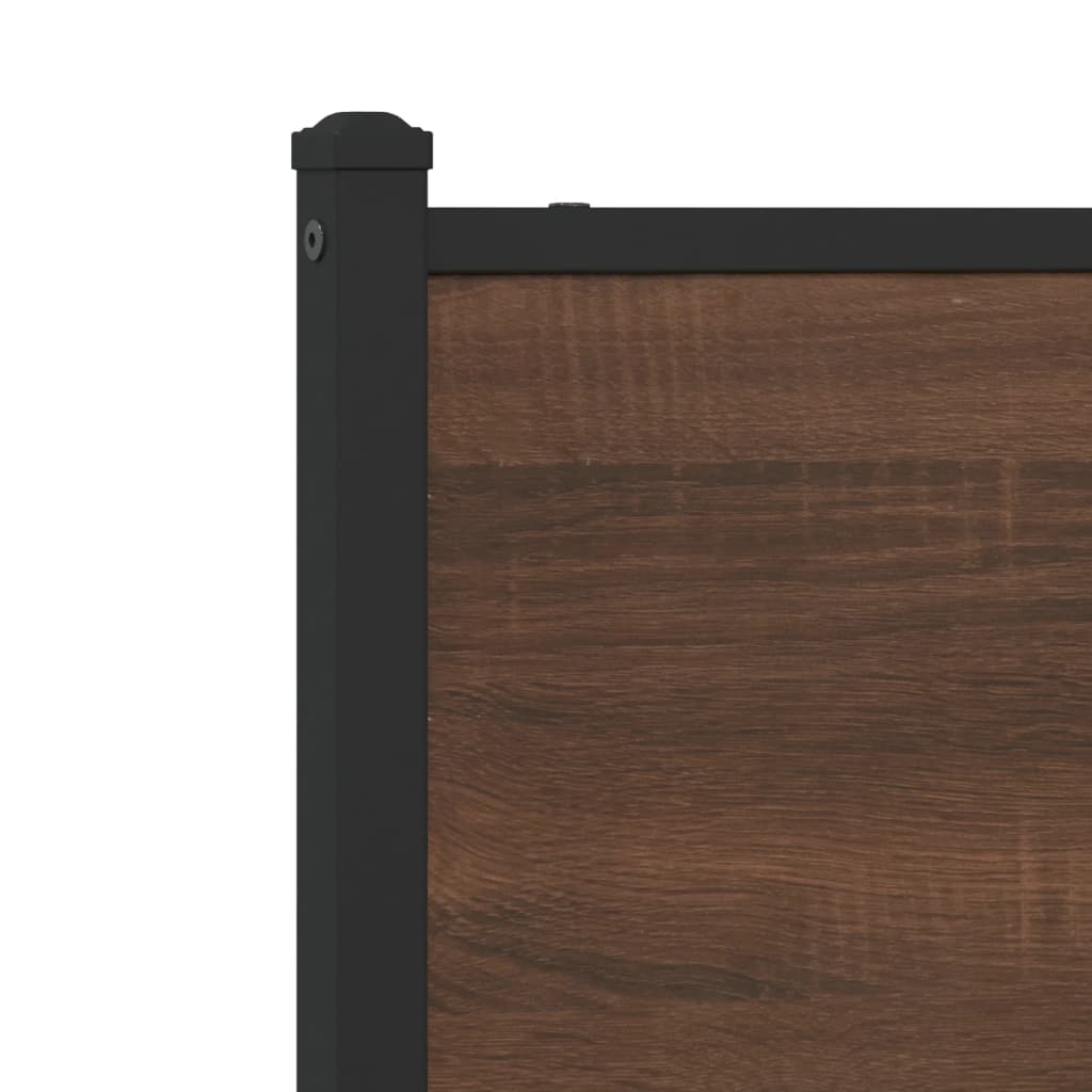 Metal Bed Frame without Mattress Brown Oak 107x203 cm