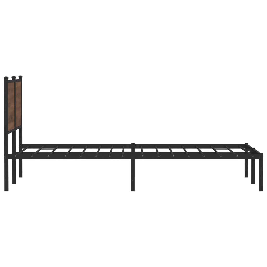 Metal Bed Frame without Mattress Brown Oak 140x200 cm