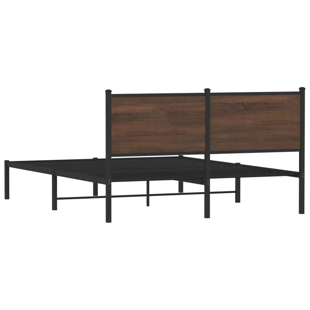 Metal Bed Frame without Mattress Brown Oak 140x200 cm