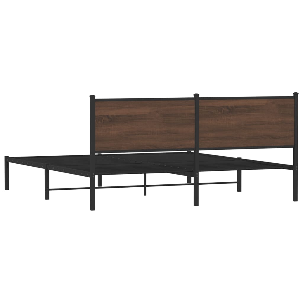 Metal Bed Frame without Mattress Brown Oak 180x200 cm Super King