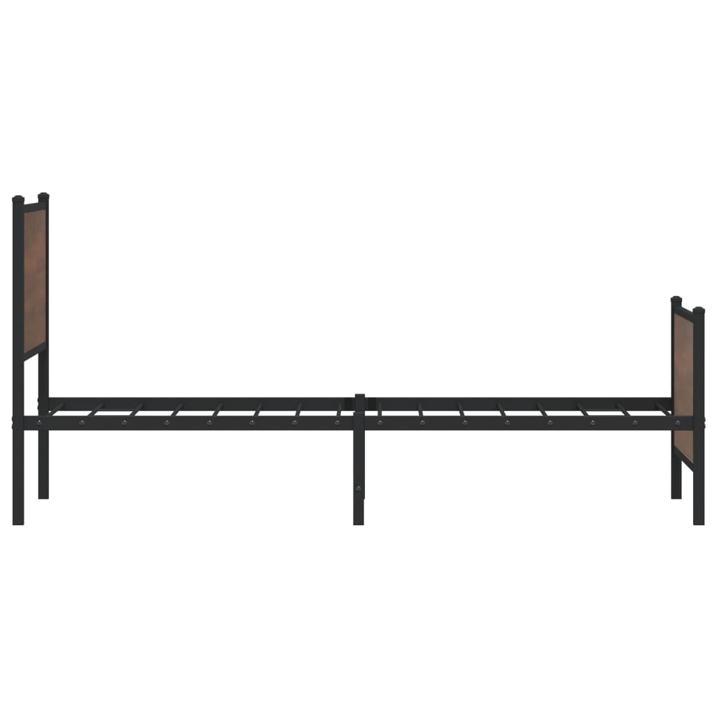 Metal Bed Frame without Mattress Brown Oak 75x190 cm Small Single
