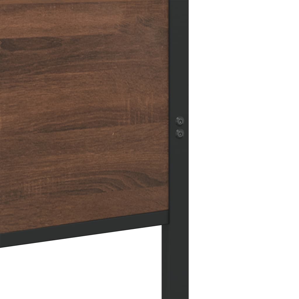 Metal Bed Frame without Mattress Brown Oak 75x190 cm Small Single