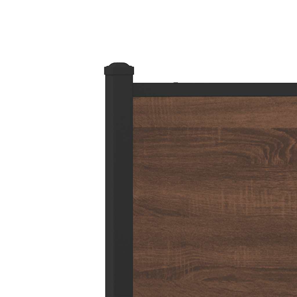 Metal Bed Frame without Mattress Brown Oak 80x200 cm