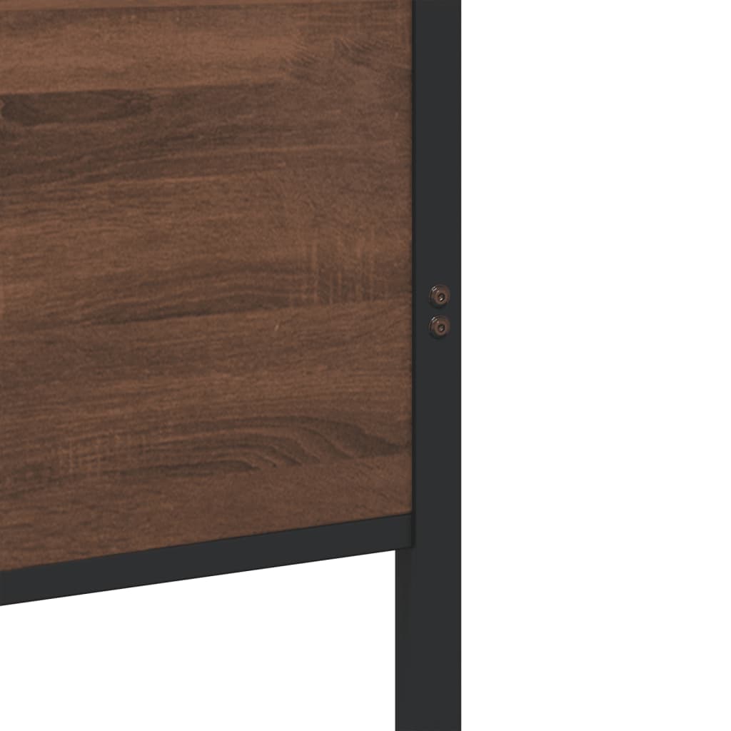 Metal Bed Frame without Mattress Brown Oak 90x190 cm Single