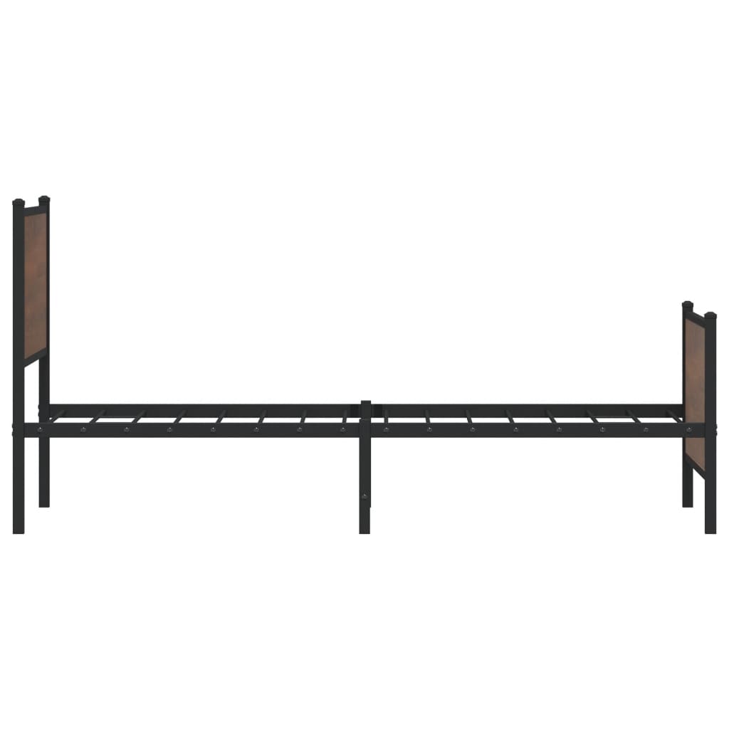 Metal Bed Frame without Mattress Brown Oak 90x200 cm