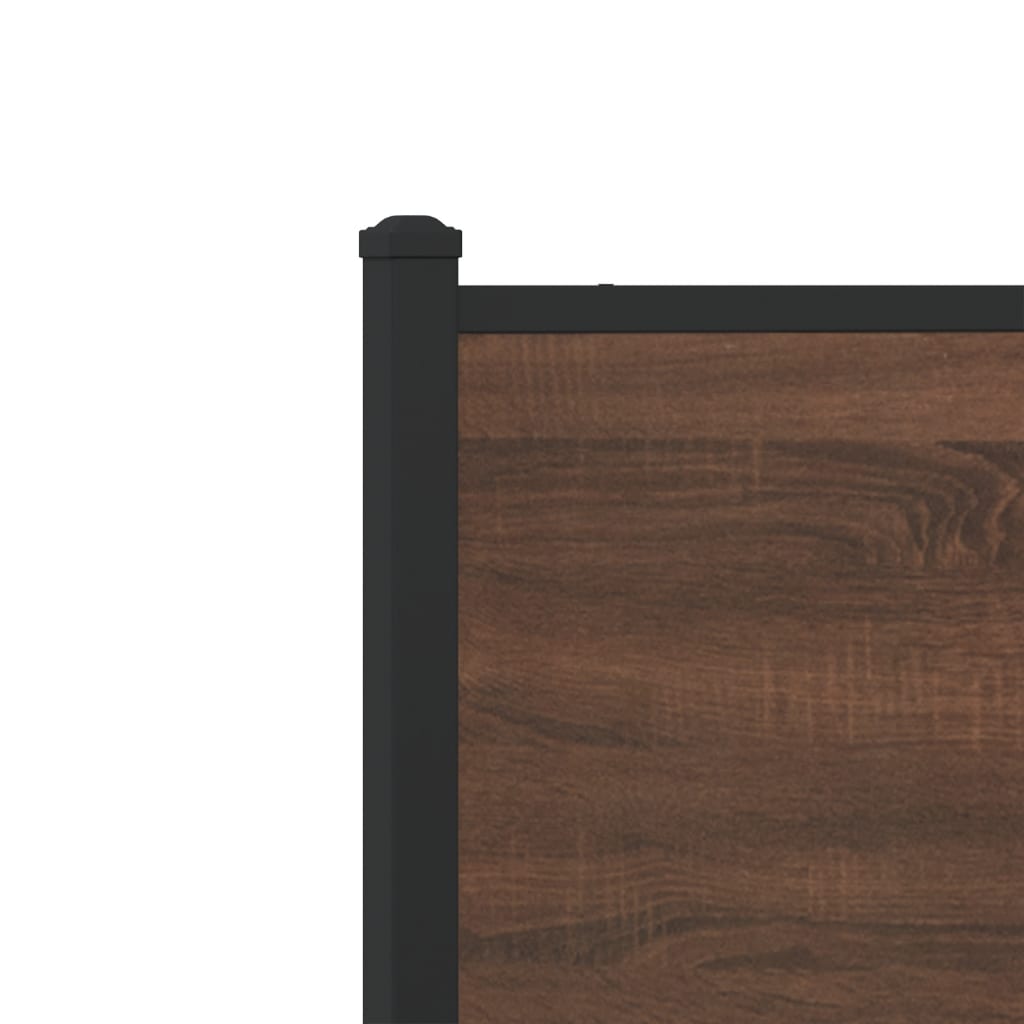 Metal Bed Frame without Mattress Brown Oak 100x190 cm