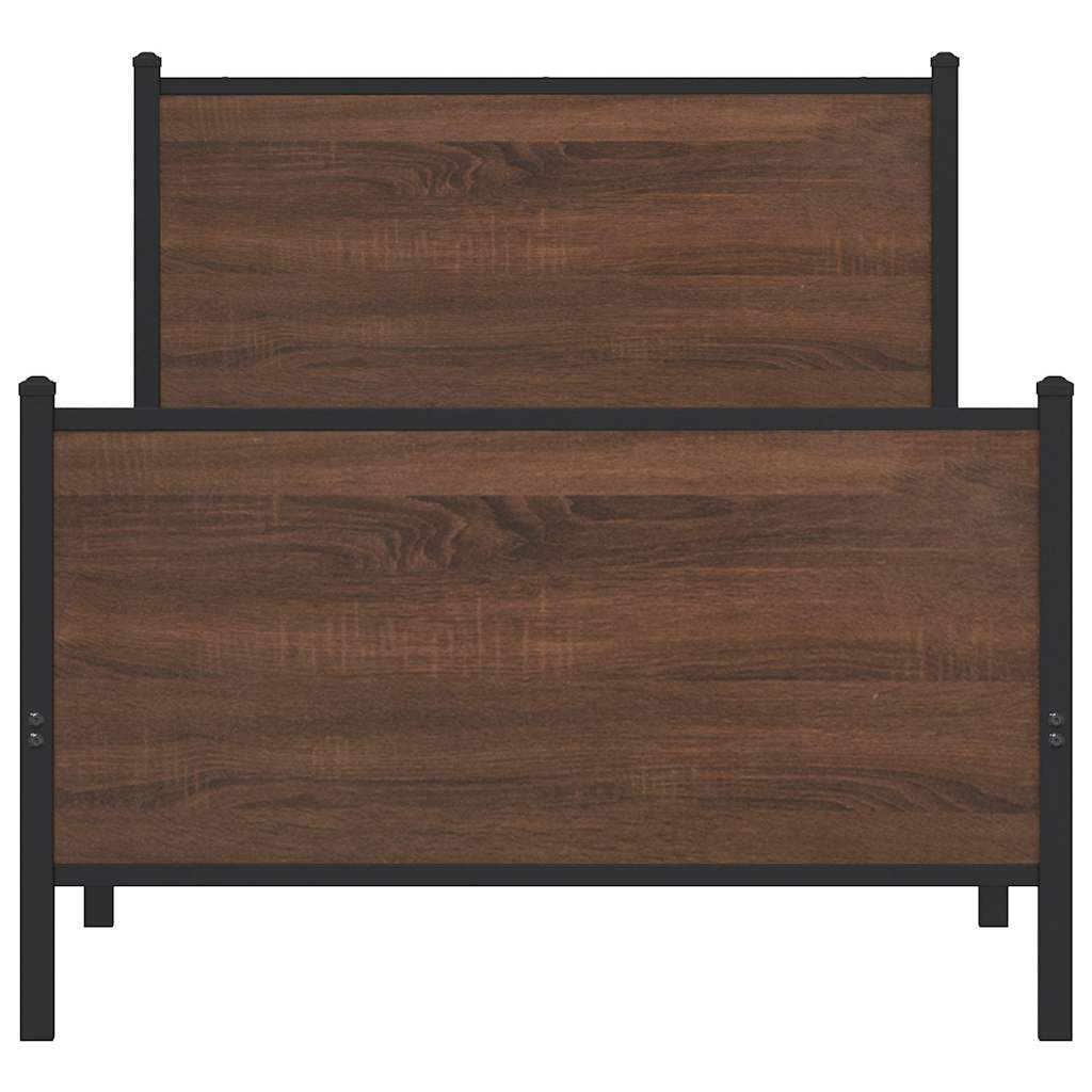 Metal Bed Frame without Mattress Brown Oak 100x200 cm