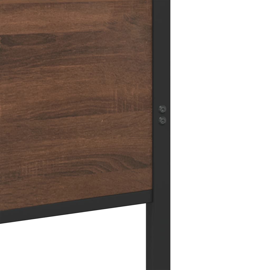 Metal Bed Frame without Mattress Brown Oak 107x203 cm