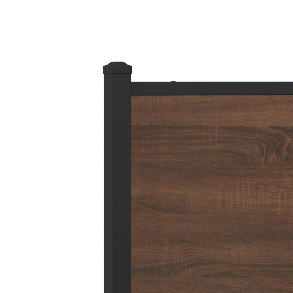 Metal Bed Frame without Mattress Brown Oak 107x203 cm