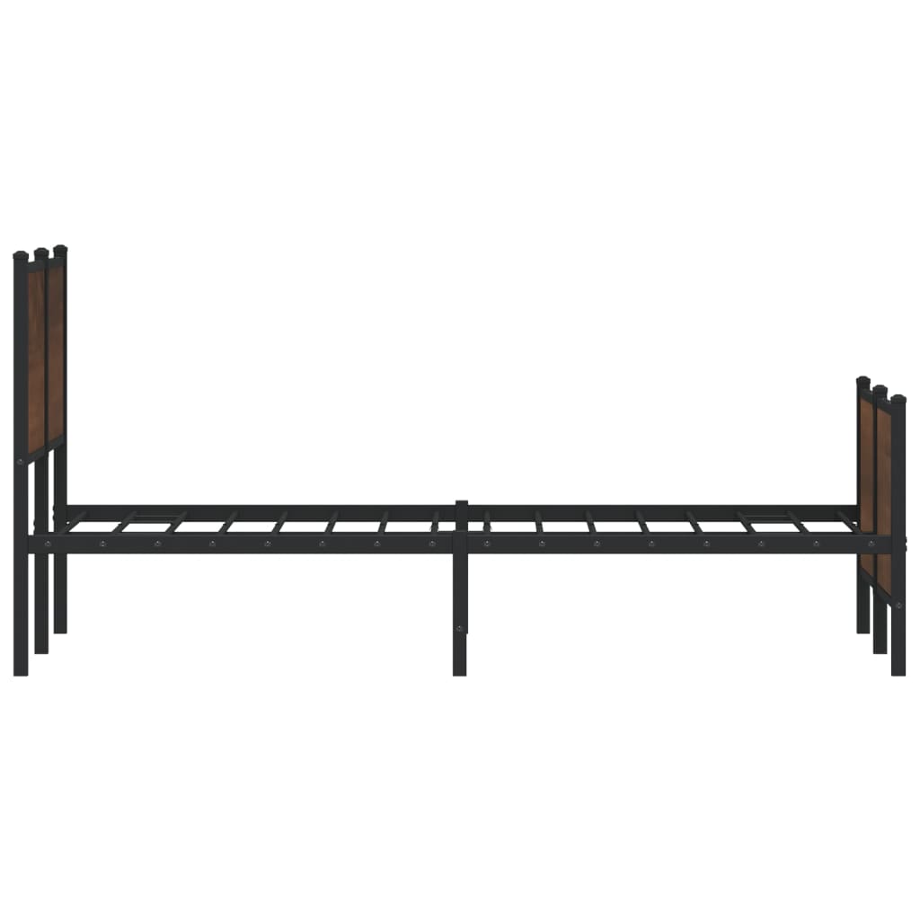 Metal Bed Frame without Mattress Brown Oak 120x190 cm Small Double