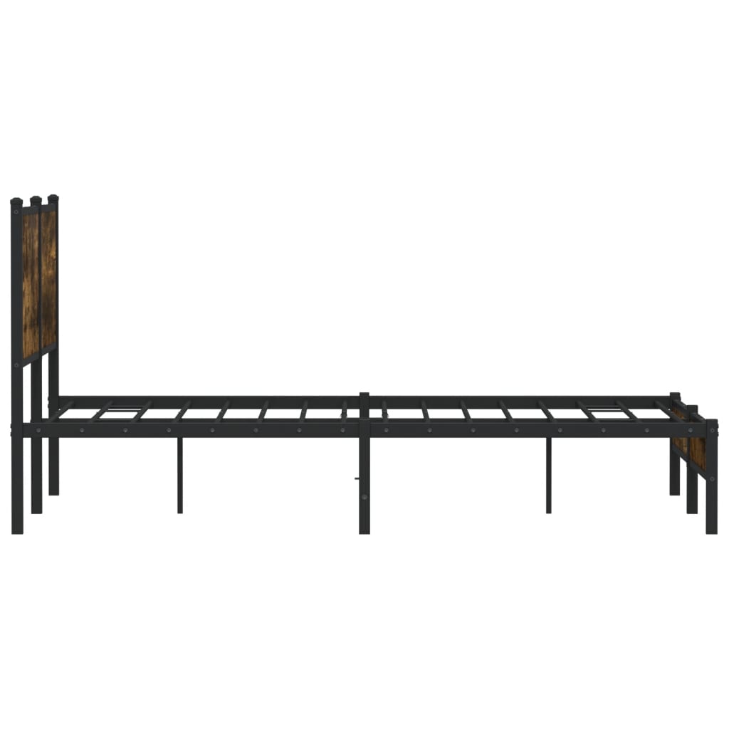 Metal Bed Frame without Mattress Smoked Oak 140x200 cm