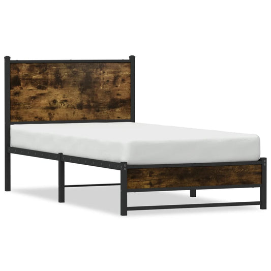 vidaXL Metal Bed Frame without Mattress Smoked Oak  75x190 cm Small Single