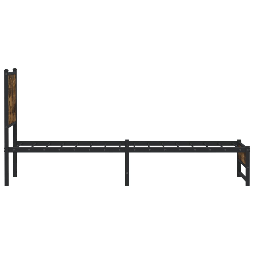 Metal Bed Frame without Mattress Smoked Oak 90x200 cm