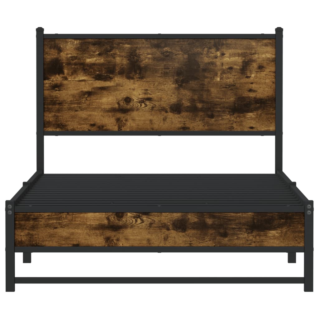Metal Bed Frame without Mattress Smoked Oak 100x200 cm