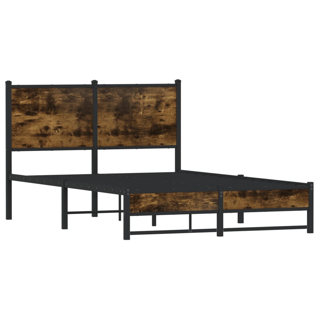 vidaXL Metal Bed Frame without Mattress Smoked Oak 120x190 cm Small Double