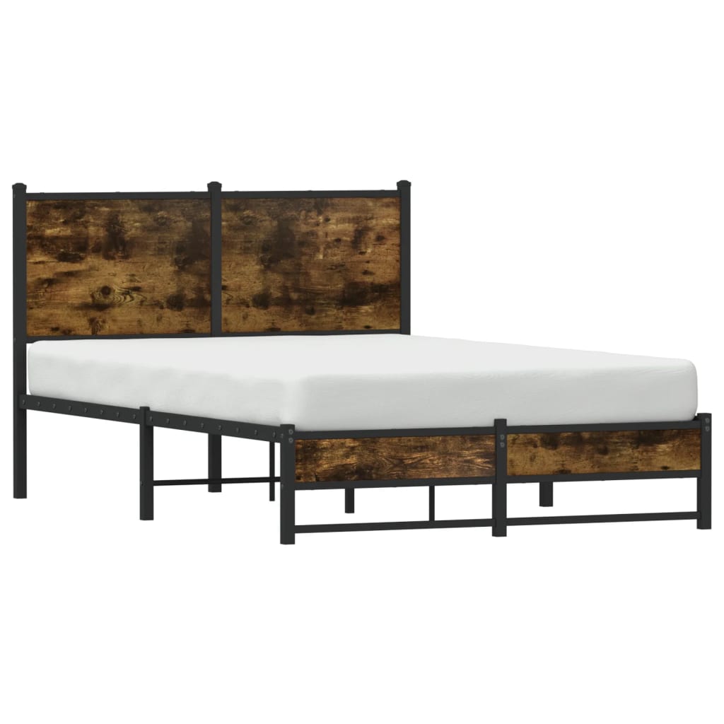 vidaXL Metal Bed Frame without Mattress Smoked Oak 120x190 cm Small Double