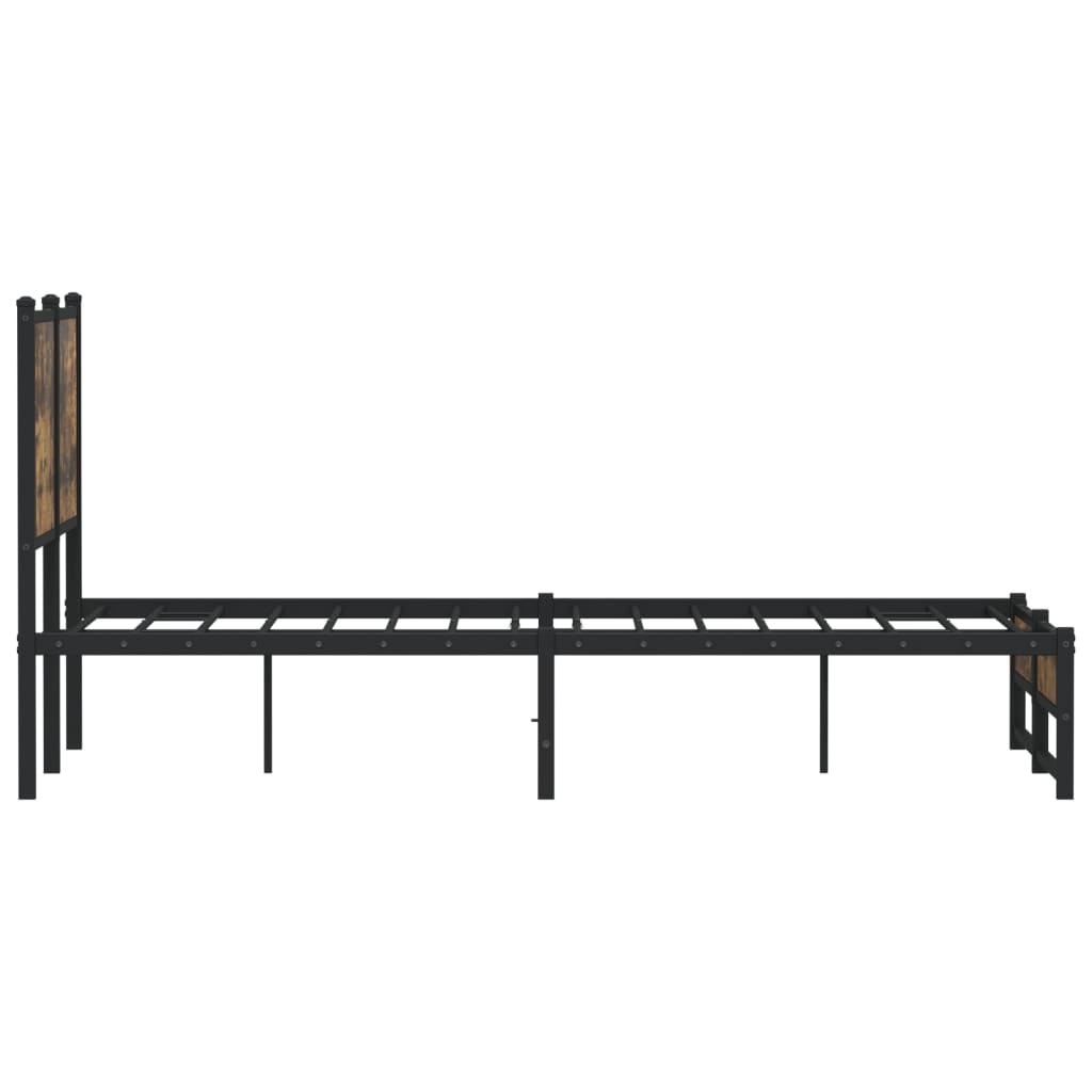 vidaXL Metal Bed Frame without Mattress Smoked Oak 120x190 cm Small Double