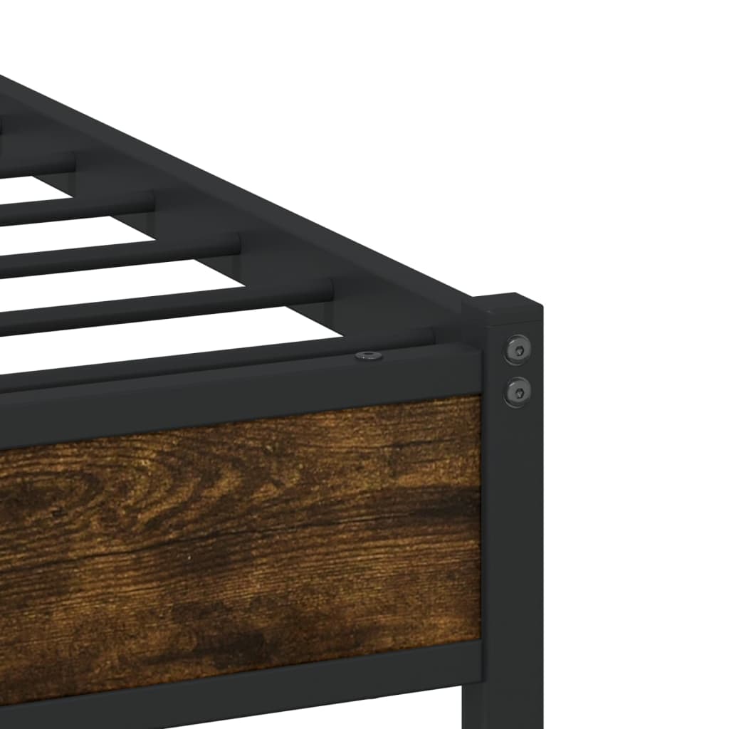 vidaXL Metal Bed Frame without Mattress Smoked Oak 120x190 cm Small Double