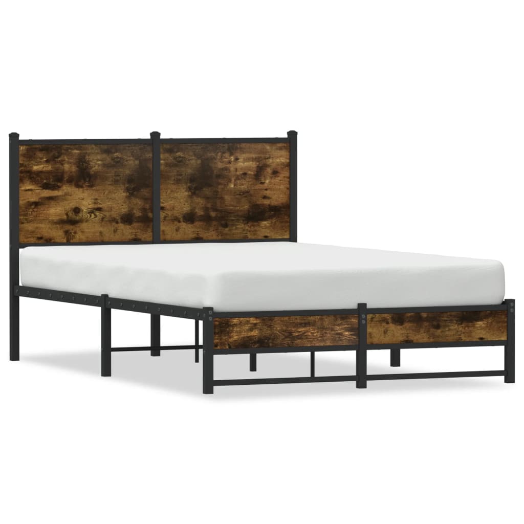 vidaXL Metal Bed Frame without Mattress Smoked Oak 120x190 cm Small Double