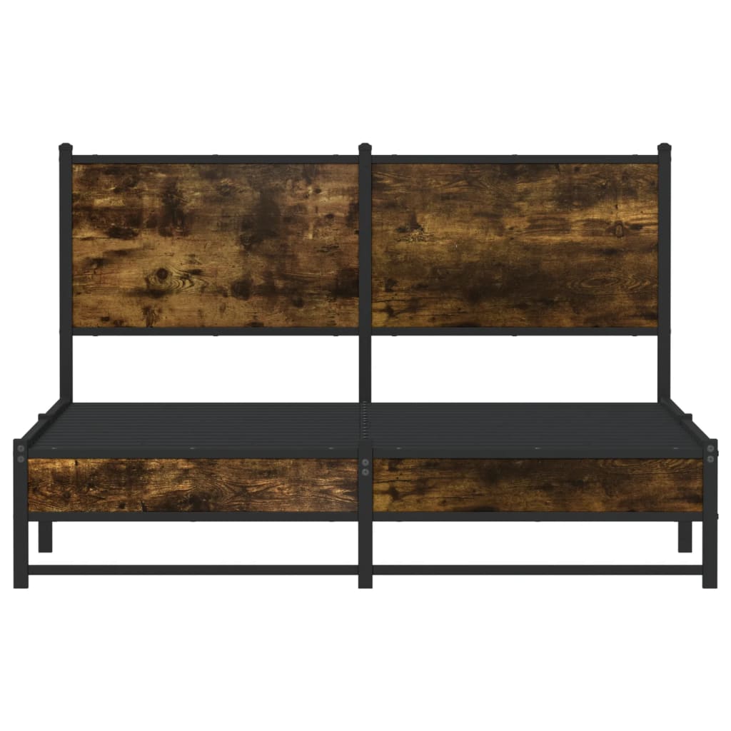 Metal Bed Frame without Mattress Smoked Oak 140x190 cm