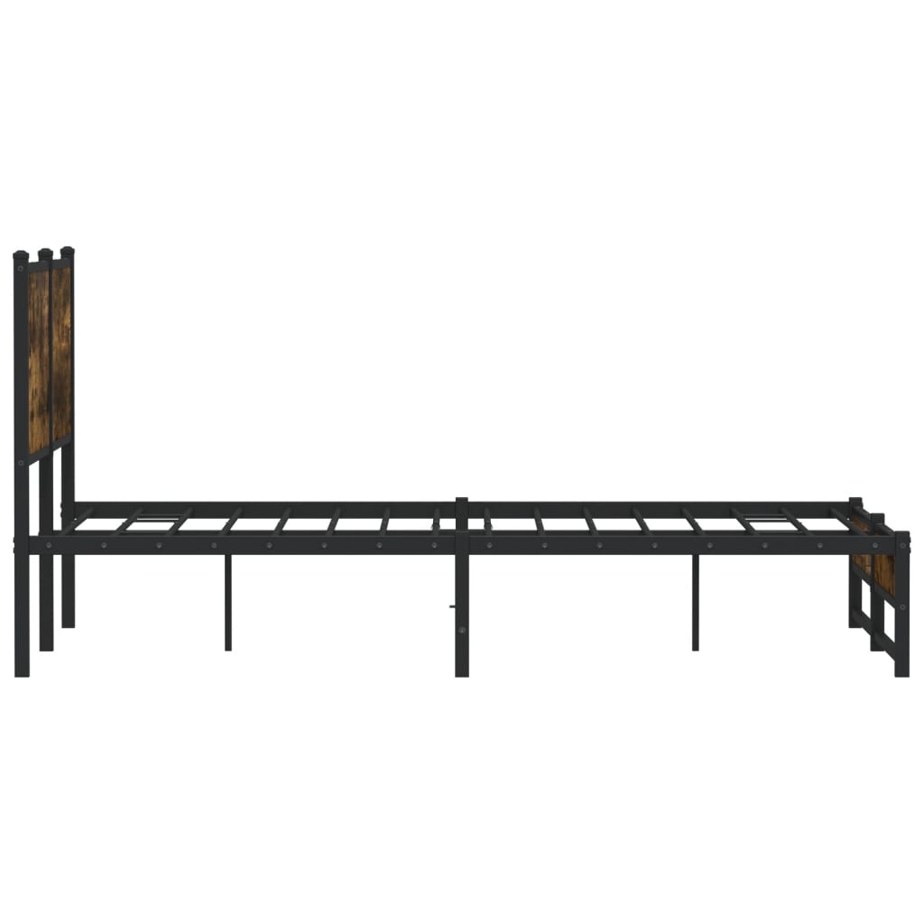 Metal Bed Frame without Mattress Smoked Oak 140x190 cm