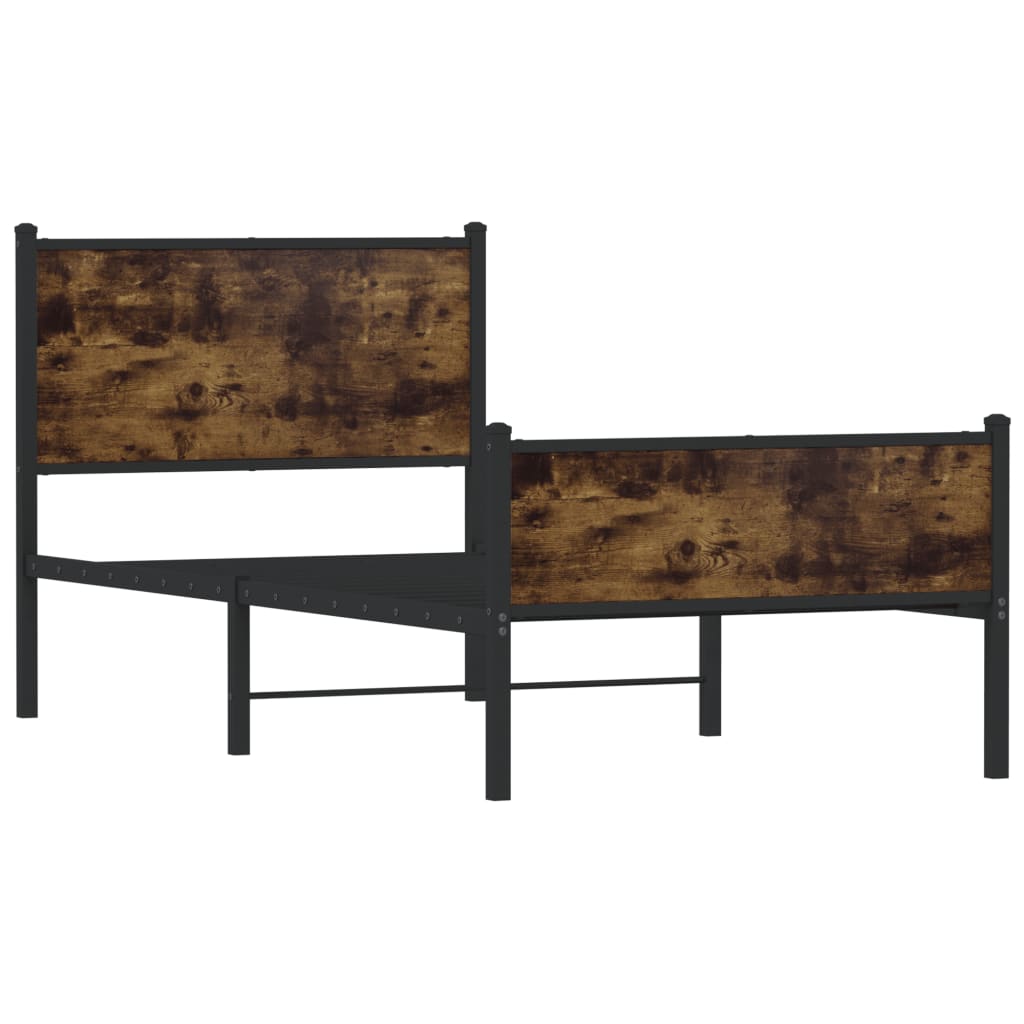 Metal Bed Frame without Mattress Smoked Oak 80x200 cm