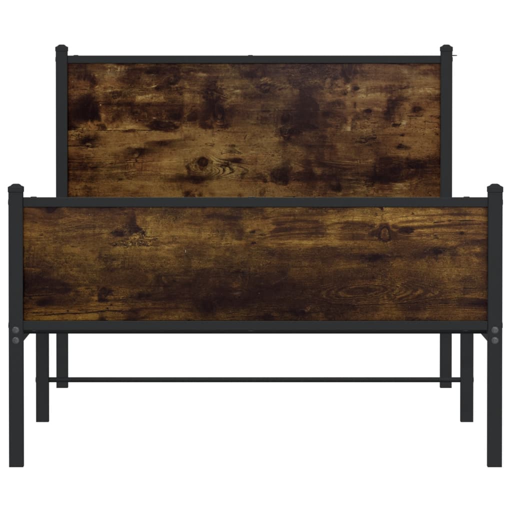 Metal Bed Frame without Mattress Smoked Oak 100x200 cm