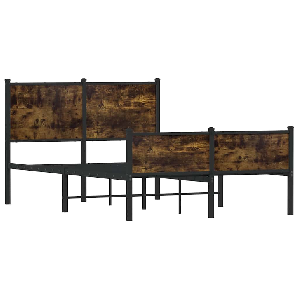 Metal Bed Frame without Mattress Smoked Oak 120x200 cm